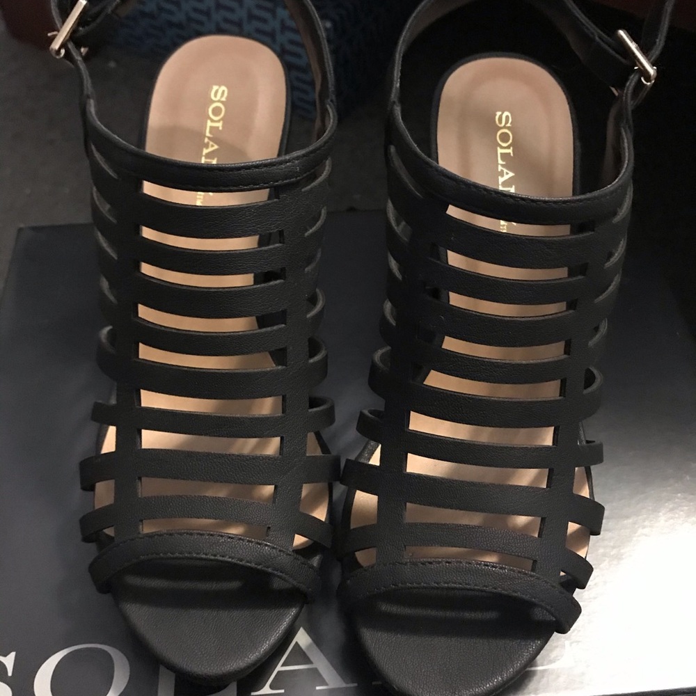 Black chunky gladiator style heels